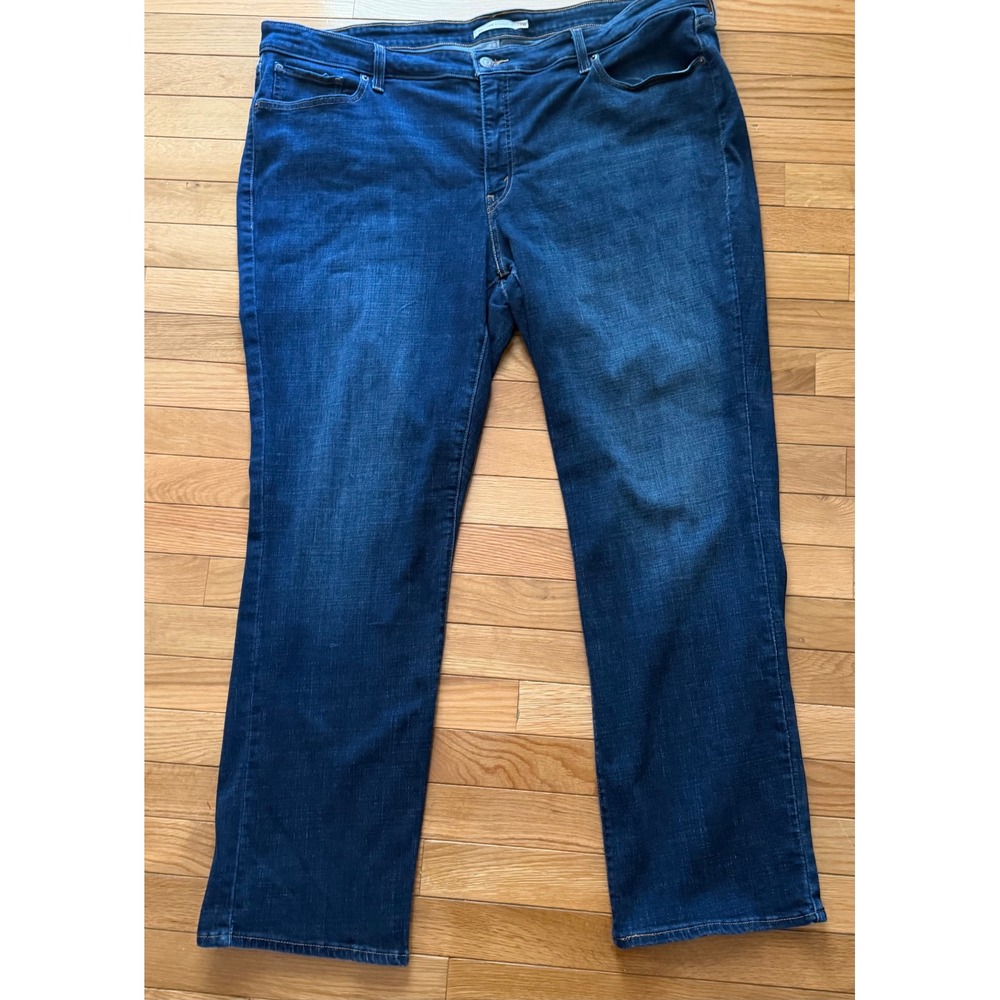 Levis 414 Classic Straight Leg Jeans Dark Wash Blue Denim Plus Size 24W
